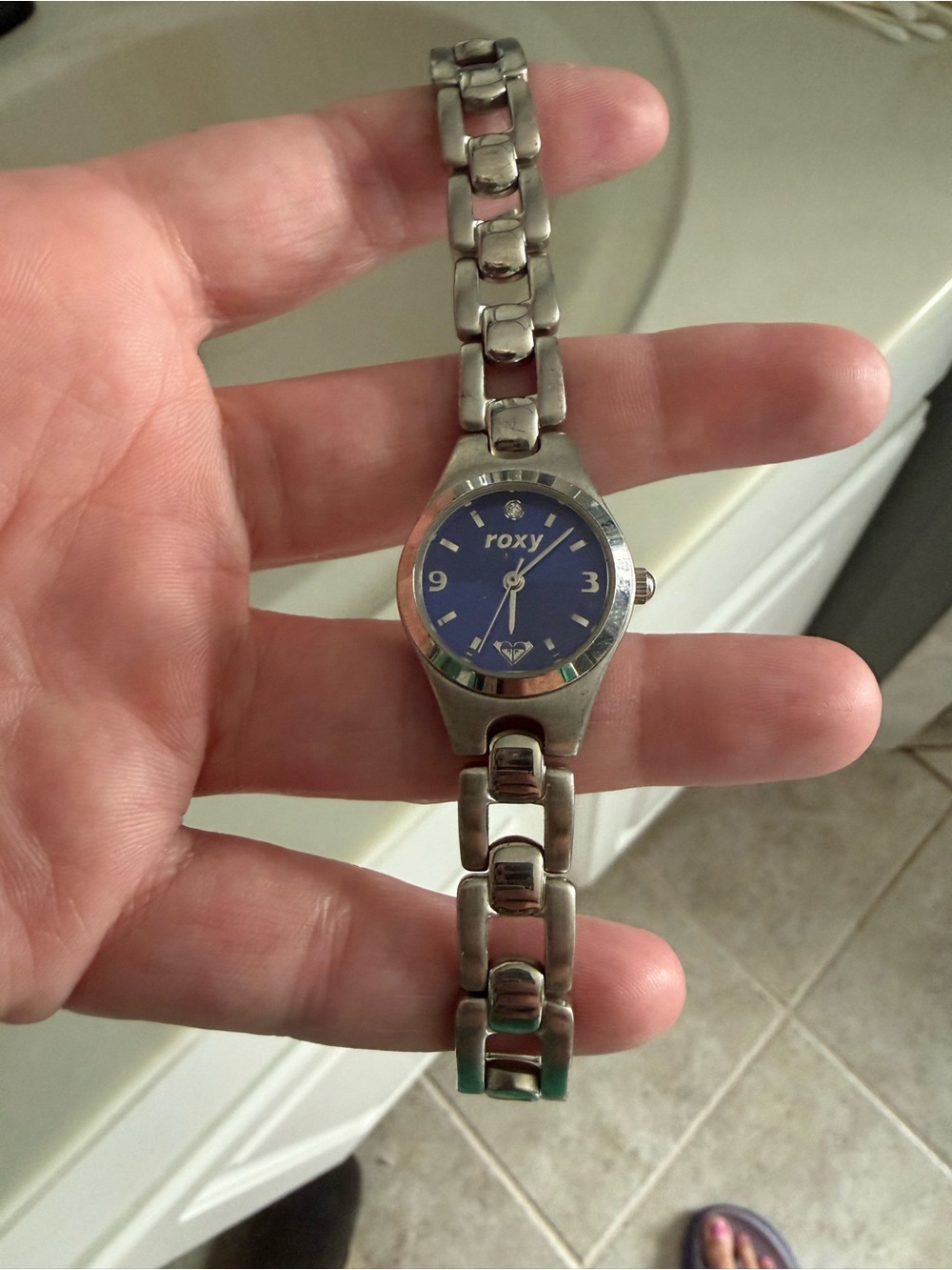 Roxy Silver Bracelet Watch with Blue Dial-NEEDS BATTERY